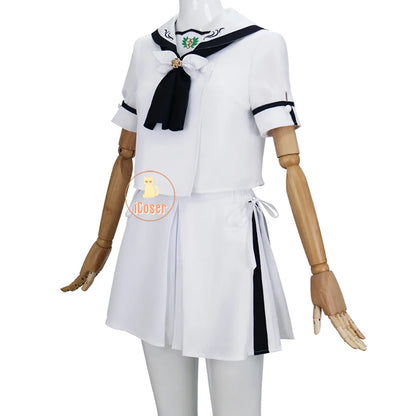 Anime Summer Pockets Shiroha Naruse Cosplay Costume White JK Suit Skirt Stocking Halloween Party for Women Girls Carnival Outfit
