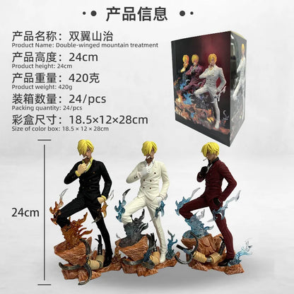 One Piece Resonance Series GK Diable Jambe Twin Wings Sanji white suit Figure Scene Sculpture PVC Model Collection Toy Gift 24cm