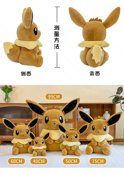 50/60/75CM Pokemon Eevee Plushies Cartoon Anime Kawaii Big Size Ornament Peluche Children Toy Stuffed Comfortable Soft Doll Gift
