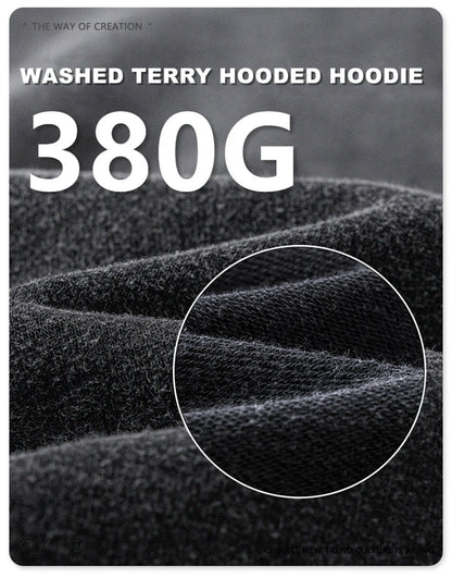 ZODF Retro Autumn Winter Washed Cotton Hoodies Unisex Loose 380gsm Knitted Sport Hooded Pullovers Brand Clothes HY0884