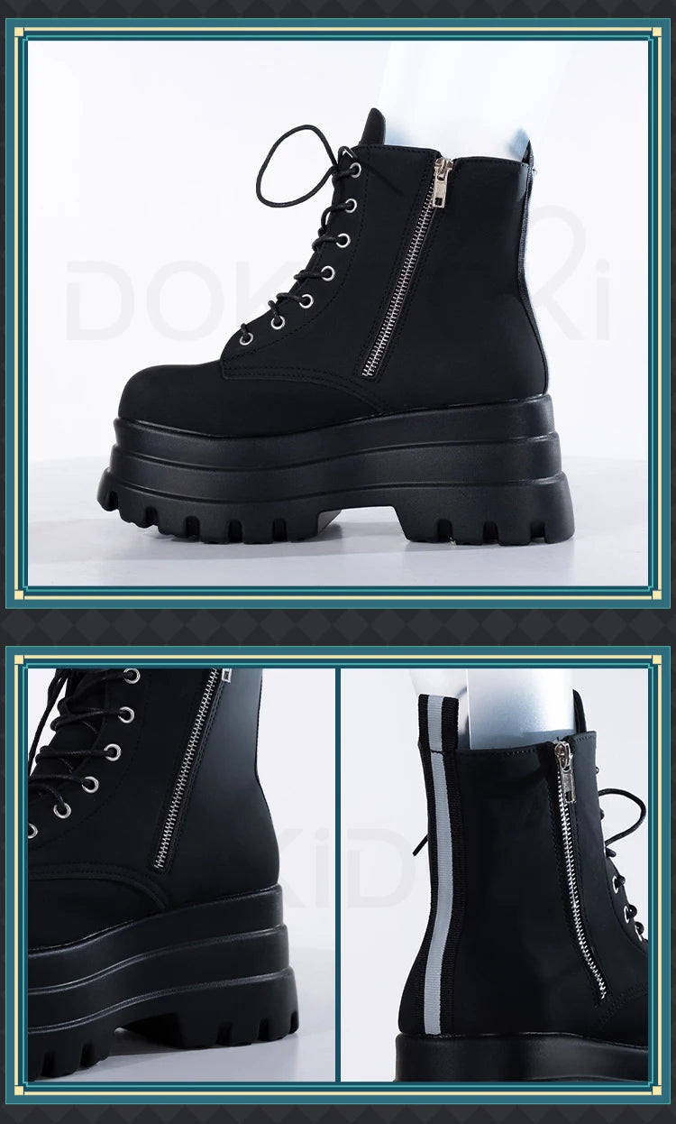 IN STOCK Women Cosplay Props 18cm Heightening Shoes DokiDoki Women Daily 12cm 11cm 18cm 22cm Black White Boots Shoes Halloween