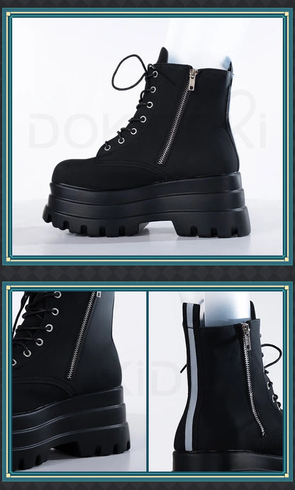 IN STOCK Women Cosplay Props 18cm Heightening Shoes DokiDoki Women Daily 12cm 11cm 18cm 22cm Black White Boots Shoes Halloween