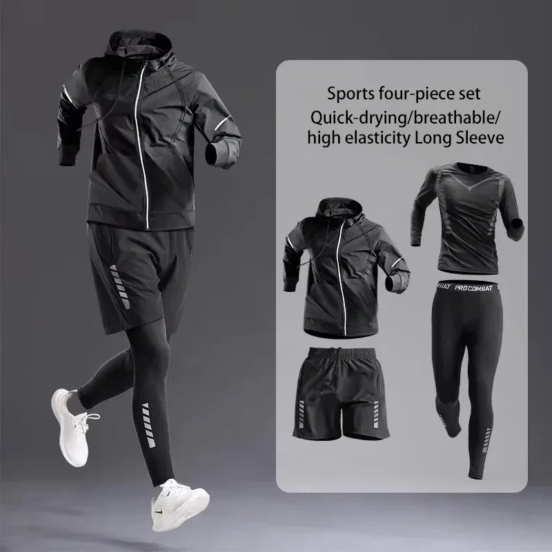 Men’s Sportswear Suit 1-5pcs – All-Season Running Cycling & Fitness Quick-Dry Track Set