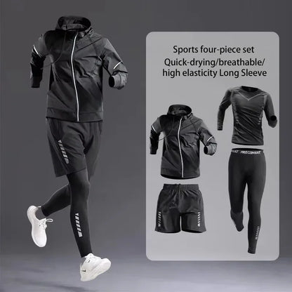 Men’s Sportswear Suit 1-5pcs – All-Season Running Cycling & Fitness Quick-Dry Track Set