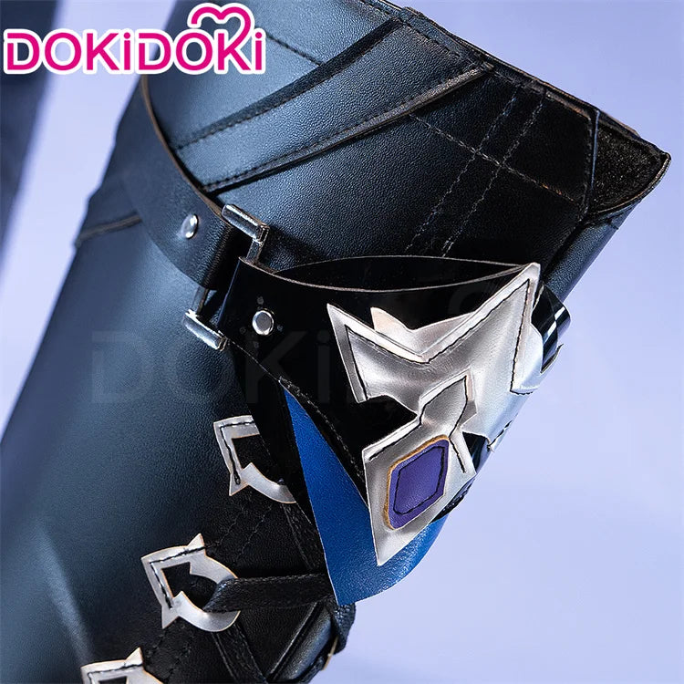 IN STOCK Flins Cosplay Shoes Game Genshin Impact DokiDoki Men Long Black Boots Kyryll Chudomirovich Flins Halloween Cosplay
