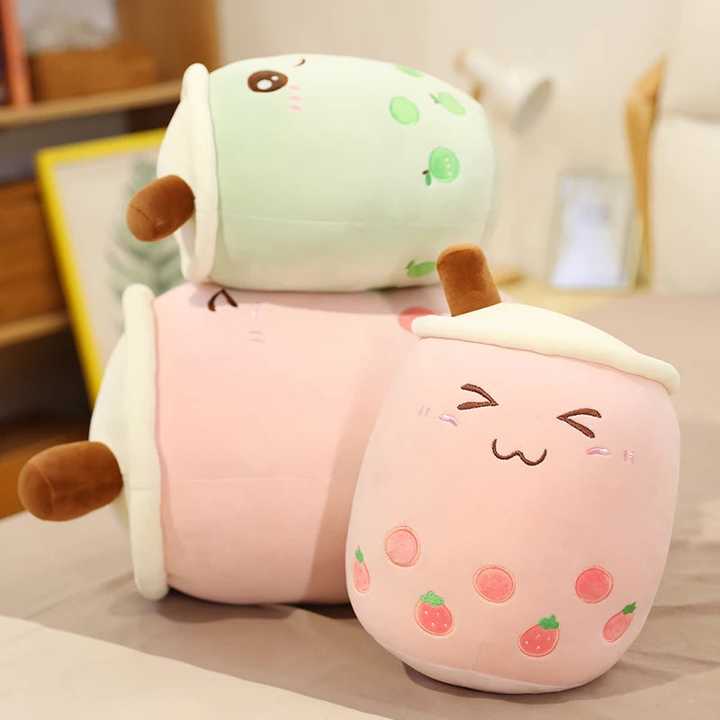 24/50cm Kawaii Family Milk Bubble Tea Cup Plush Toy Cute Animal Peluche Fruits Flavor Drink Shaped Hug Pillow Kids Home Decor
