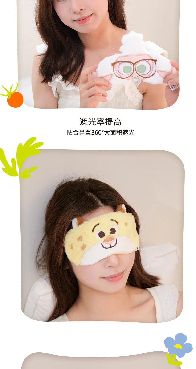 Disney Children's Plush Eye Mask Zootopia Cartoon Design Sleep Sunscreen Napping Mask for Students Cute And Crazy Gift