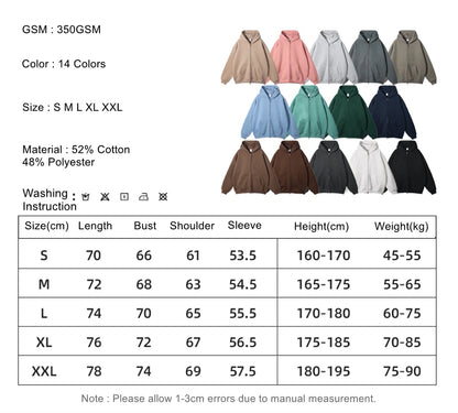 ZODF New Men Double Headed Zipper Fleece Hoodies Unisex Loose Basic Solid Warm Hooded Sweatshirts Coats For Winter HY0633