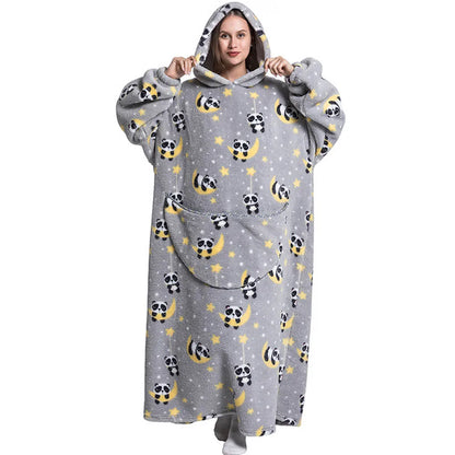 Women Hoodies Winter Clothes Flannel Panda Avocado Long Tops Oversized Blanket Hoodie for Men Home Wear Casual Korean Hoodie