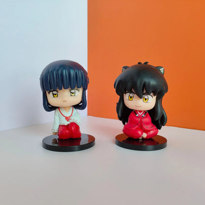 New  Inuyasha Anime Figure Higurashi Kagome Miroku Sesshoumaru Action Figure Q Version Toys Pvc Model Doll  Gifts for Kids