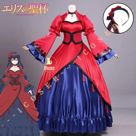 Anime The Holy Grail of Eris Scarlett Castiel Cosplay Costume Dress Headwear Earrings Halloween Party Women Girls Carnival Props