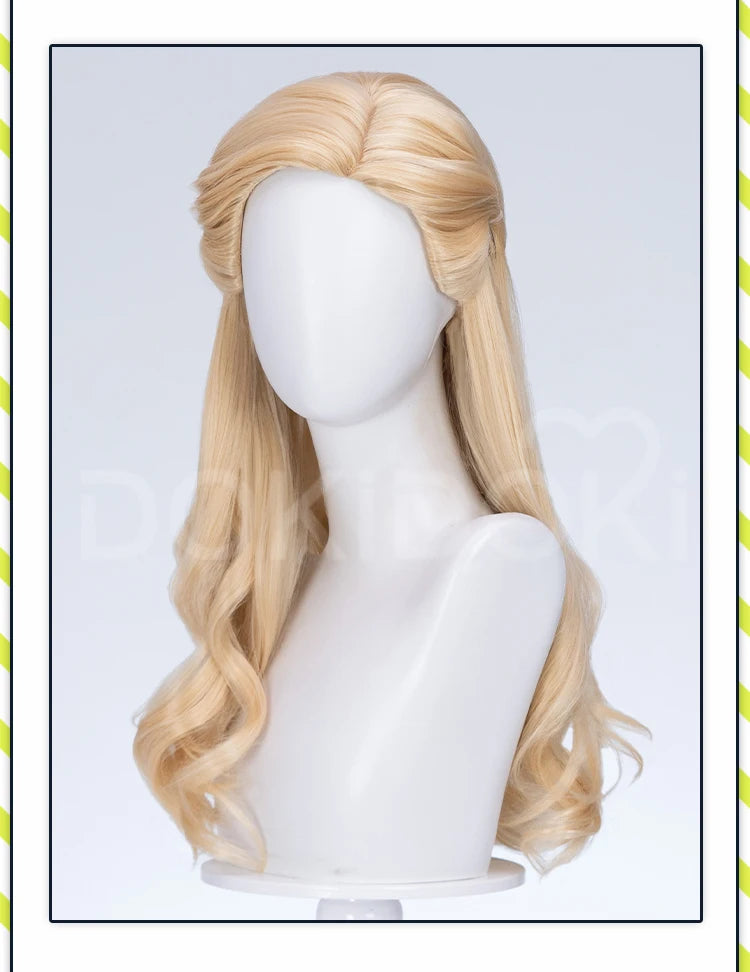 Glinda Elphaba Cosplay Wig Anime Wicked DokiDoki Front Lace Wig Golden Long 60cm Hair Glinda Cosplay Elphaba Hat Free Cap