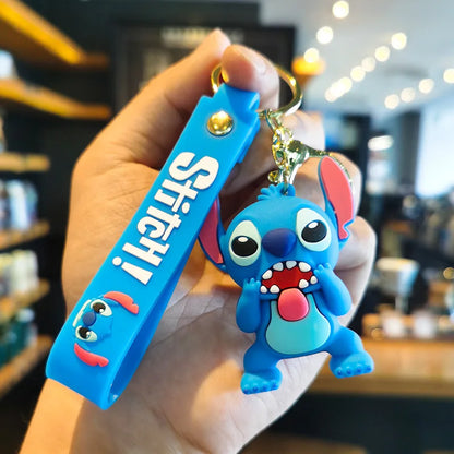 Disney Anime Cartoon Stitch Keychain Lilo & Stitch Cute Doll Keyring Fashion Couple Bag Ornament Key Chain Car Pendant Gift