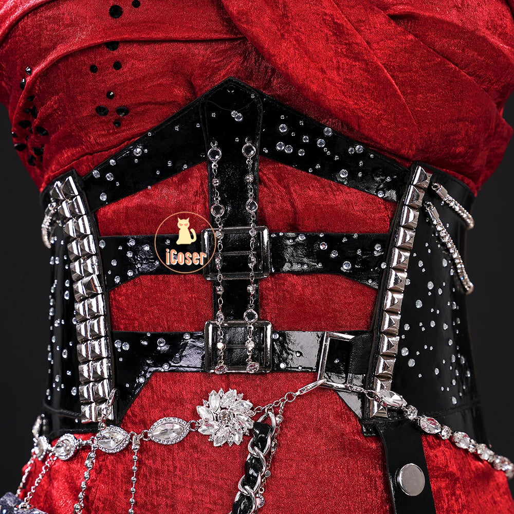 Love and Deepspace MC Cosplay Costume Midnight Waltz Red Dress Heroines New Skin Outfit Sylus Halloween Party for Women Girls