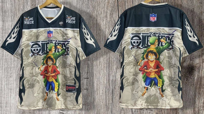 2526 New Bandai Anime One Piece Luffy Summer Jersey T-shirt Oversized 3D Adult and Children's Multifunctional Top Christmas