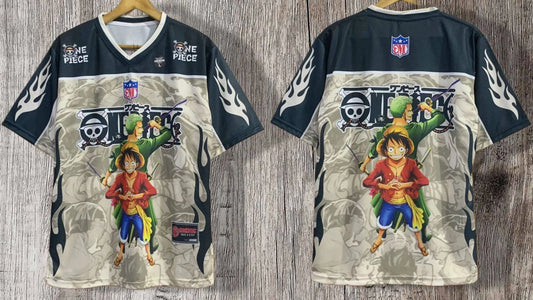 2526 New Bandai Anime One Piece Luffy Summer Jersey T-shirt Oversized 3D Adult and Children's Multifunctional Top Christmas