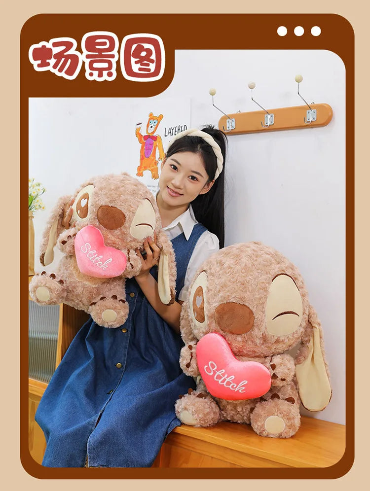 45/60/70cm Big Size Curly Stitch Disney Anime Plush Stuffed Doll Kawaii Coffee Plushies Pillow Ornaments Children's Holiday Gift