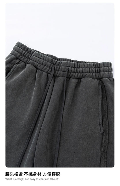 ZODF Vintage Man Winter Washed Fleece Straight Pants Unisex Distressed 360gsm Knitted Warm Trousers Brand Bottoms HY1092