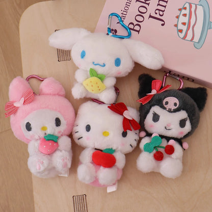 Sanrio Hello Kitty Kuromi Melody Cinnamoroll Stuffed Toys Pendant Cute Plush Toys Keyring Anime Keychain Birthday Christmas Gift