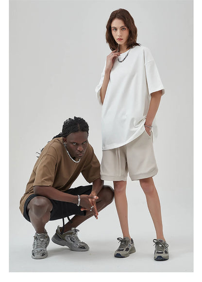 ZODF New 2025 Heavy Weight Summer Solid T Shirts For Men Unisex High Street Oversized 385gsm Cotton T-Shirt Streetwears HY0497