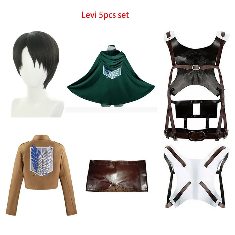 Attack On Titan Levi Ackerman Cosplay Set Adult Cotton Polyester