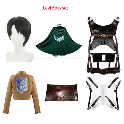 Attack On Titan Levi Ackerman Cosplay Set Adult Cotton Polyester