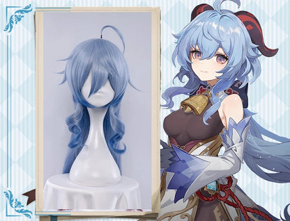 PRE-SALE UWOWO Game Genshin Impact Ganyu Cosplay Wig 80cm Long Blue Gradient Gan Yu Cosplay Hair Wigs Gan Yu Cosplay Hair