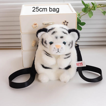 20-25cm Emulational Tiger Plushies Mother and Baby Tiger Plush Toy Panda Soft Bag Hand Puppet Children Girl Gift