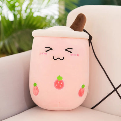 Bubble Tea Boba Plushie Kawaii Room Decor Plush Toy Stuffed Ice Cream Food Milk Tea Soft Hug Cushion Birthday Gift for Kids