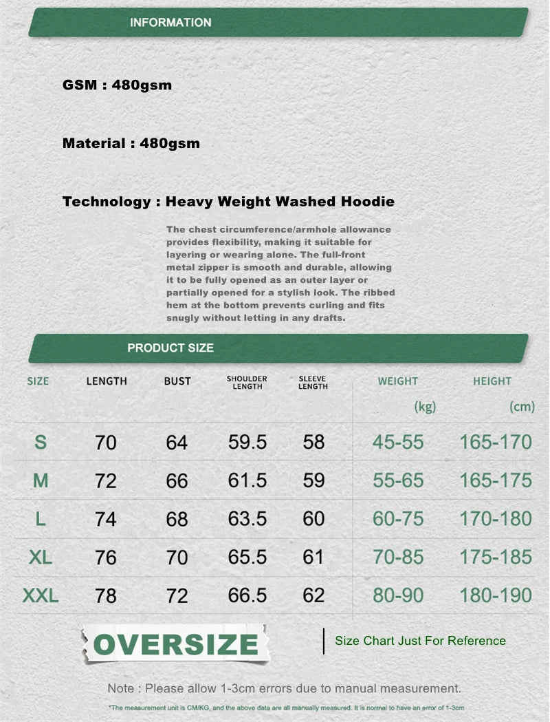 ZODF Retro Heavy Weight 480gsm Cotton Hoodies For Man Unisex Oversized Washed Distressed Hooded Pullovers Brand Coats HY1115