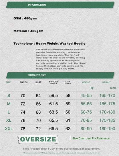 ZODF Retro Heavy Weight 480gsm Cotton Hoodies For Man Unisex Oversized Washed Distressed Hooded Pullovers Brand Coats HY1115