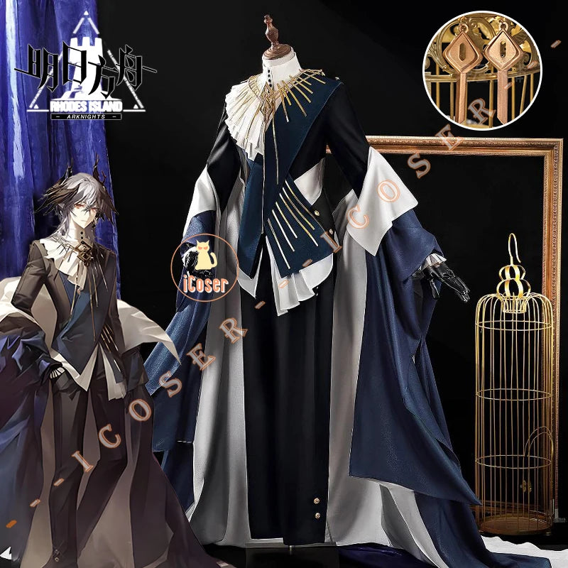 Arknights Aefanyl Logos Cosplay Costume Wig Uniform Earrings Radiant Serenity Ambience Synesthesia Halloween Women Men Carnival