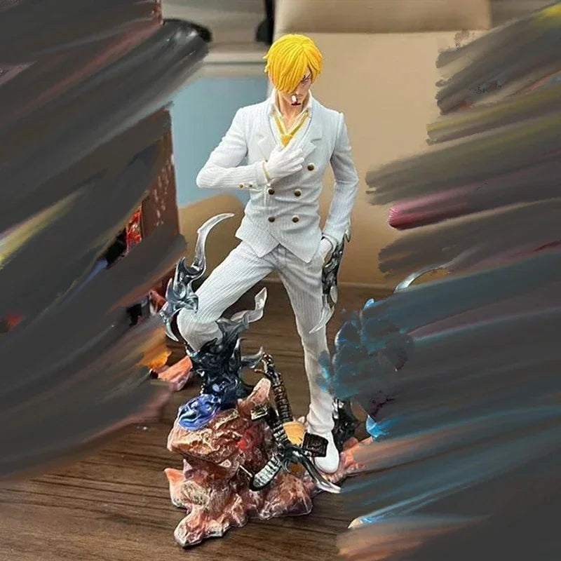One Piece Resonance Series GK Diable Jambe Twin Wings Sanji white suit Figure Scene Sculpture PVC Model Collection Toy Gift 24cm