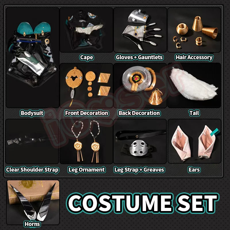 Zenless Zone Zero Lucia Cosplay Costume Wig Uniform Horns Headwear Tail Spook Shack Halloween Party for Women Girls Role Play