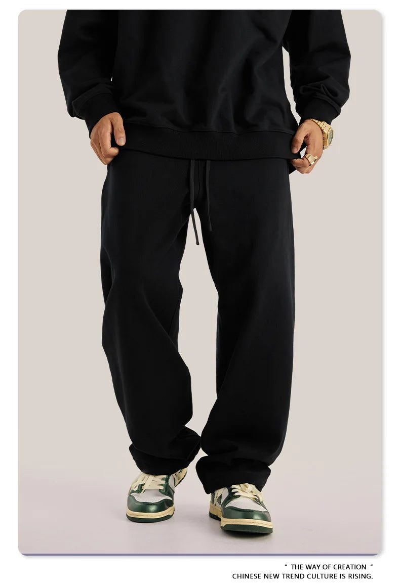 ZODF New 2025 Autumn Men's 445GSM Sweatpants Unisex High Street Soft Knitted Straight Pants Brand Streetwears Tracksuits HY0382