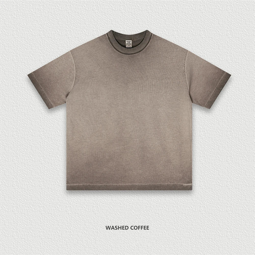 ZODF 2025 Summer Washed 275gsm Solid Cotton T-shirt For Men Unisex Oversized Short Sleeve T Shits Brand Tops HY0981