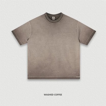 ZODF 2025 Summer Washed 275gsm Solid Cotton T-shirt For Men Unisex Oversized Short Sleeve T Shits Brand Tops HY0981