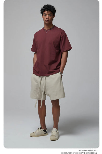 ZODF New Spring Summer Men 305gsm Cotton T Shirts Unisex Heavy Weight Oversized FG Noshrink Basic Solid T-Shirt Tees HY0165