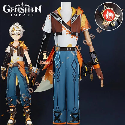 Genshin Impact Bennett Cosplay Costume Wig Adventures in Blazing Hue Uniform Headwear Mondstadt Halloween Party Women Men Props