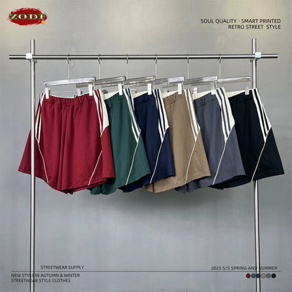 ZODF Fashion Men Summer 250gsm Patchwork Shorts Unisex High Street Loose Fit Quick Dry Sport Shorts Brand Streetwears HY1049