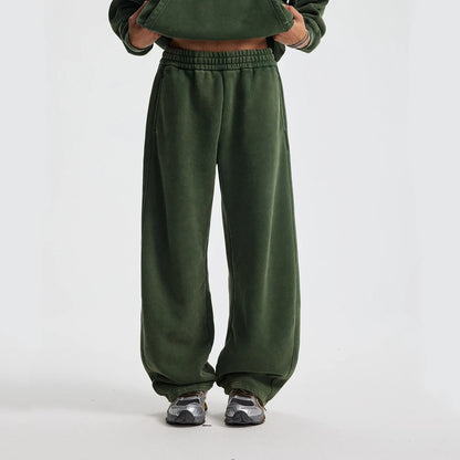 ZODF New 2025 Winter Batik Washed Man Fleece Pants Unisex High Street Distressed Thick Warm Straight Trousers Sweatpants HY1166