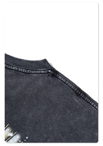 ZODF 2024 Summer 310GSM Cotton T-Shirts For Men Unisex Washed Comfortable High Street Printing T Shirt Tees HY0463