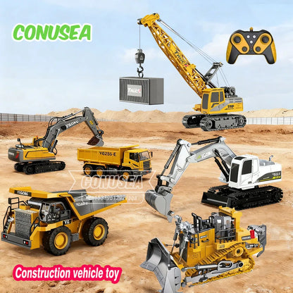 RC Excavator Bulldozer Truck Toy for Boys 2.4G Remote Control Dumper Engineering Vehicle Tractor Crawler Birthday Gift