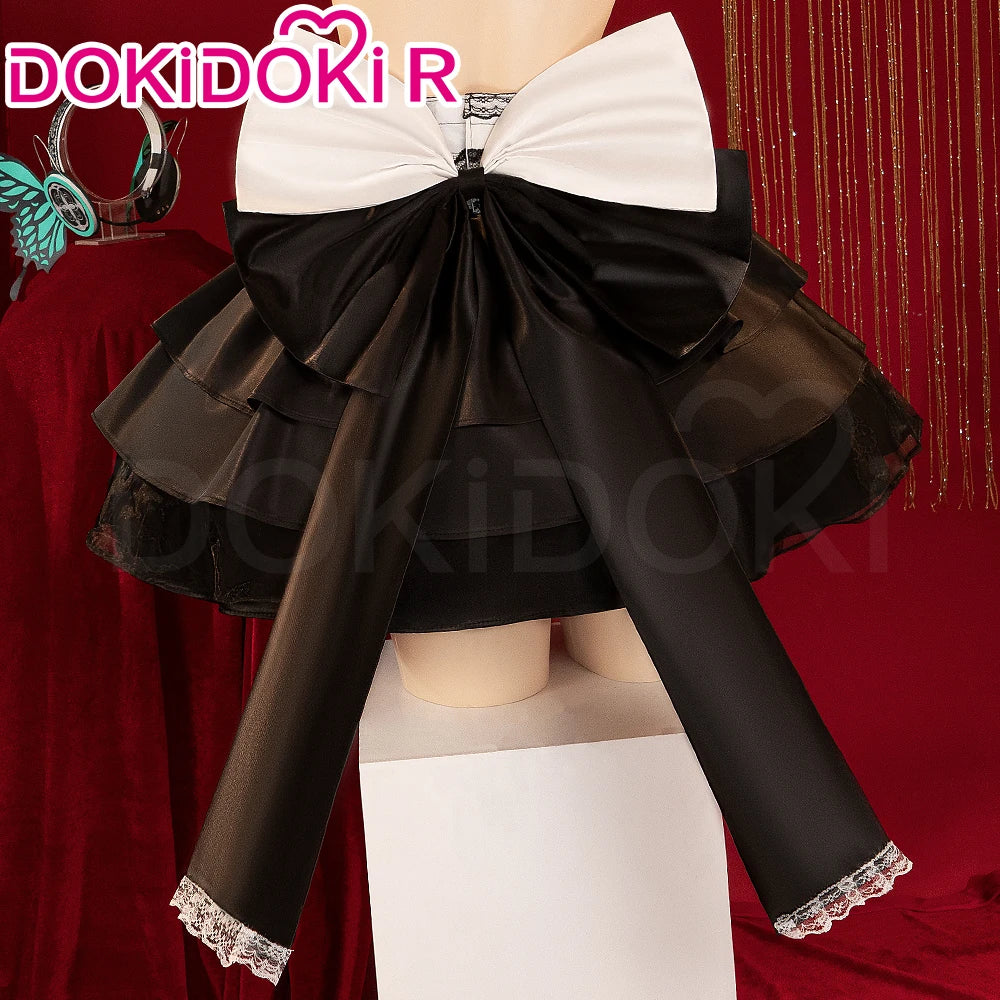 Lukaa Cosplay Costume DokiDoki-R Women Cute Black Full Dress Lukaa Cosplay Headphone Butterfly Female Cosplay