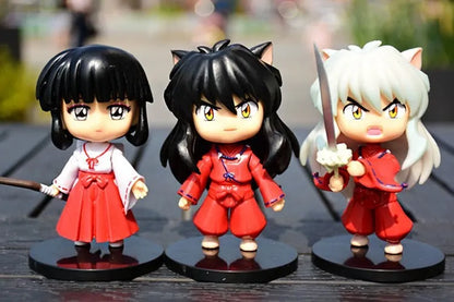 New  Inuyasha Anime Figure Higurashi Kagome Miroku Sesshoumaru Action Figure Q Version Toys Pvc Model Doll  Gifts for Kids