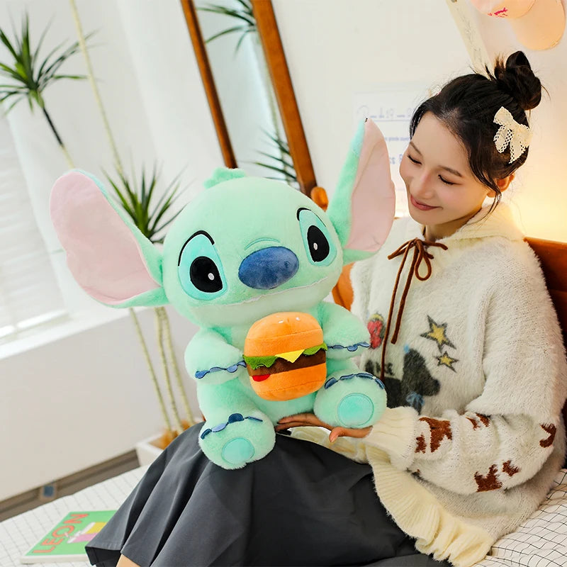 New 30/50cm Disney Kawaii Burger Stitch Plush Toy Cartoon Anime Needle Cute Sleeping Pillow Plush Doll Girl Holiday Gift