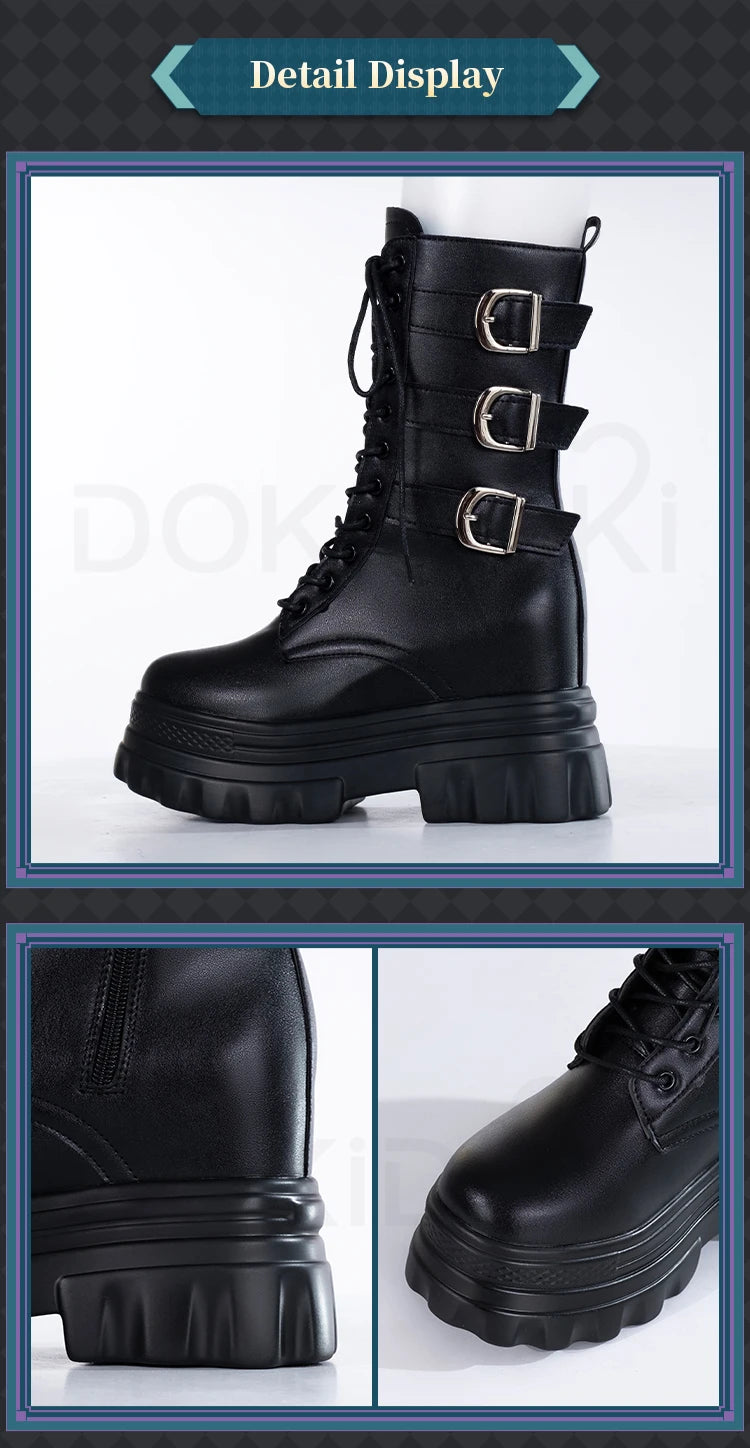 IN STOCK Women Cosplay Props 18cm Heightening Shoes DokiDoki Women Daily 12cm 11cm 18cm 22cm Black White Boots Shoes Halloween
