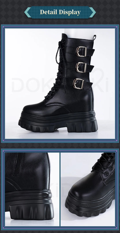IN STOCK Women Cosplay Props 18cm Heightening Shoes DokiDoki Women Daily 12cm 11cm 18cm 22cm Black White Boots Shoes Halloween