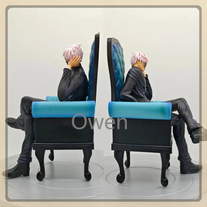 Anime 24cm Gojo Satoru Action Figures Jujutsu Kaisen Geto Suguru Figures Sitting Position PVC Decoration Mode Toys Birthday Gift