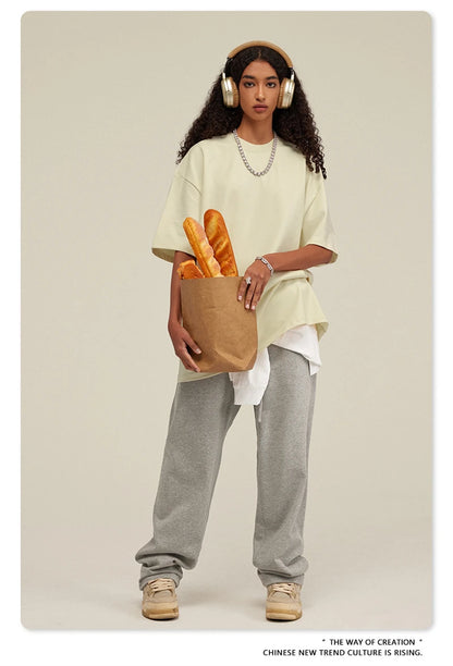 ZODF 2025 Heavy-Weight 425gsm 100% Cotton T-Shirts For Men Unisex Summer Oversized O-Neck Basic Solid T Shirt Brand Tees HY0485